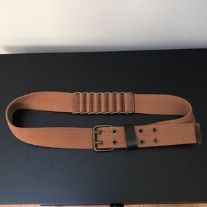 Tan canvas and vegan leather riveted belt